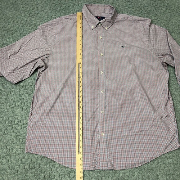 Vineyard Vines Shirt Mens XXL Blue Red White Check Button Up Whale Shirt Preppy - Picture 5 of 11